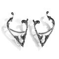Pair of antique silver-tone elf ear cuffs with ornate scroll details