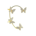 Gold-tone multi-butterfly ear wrap for the left ear