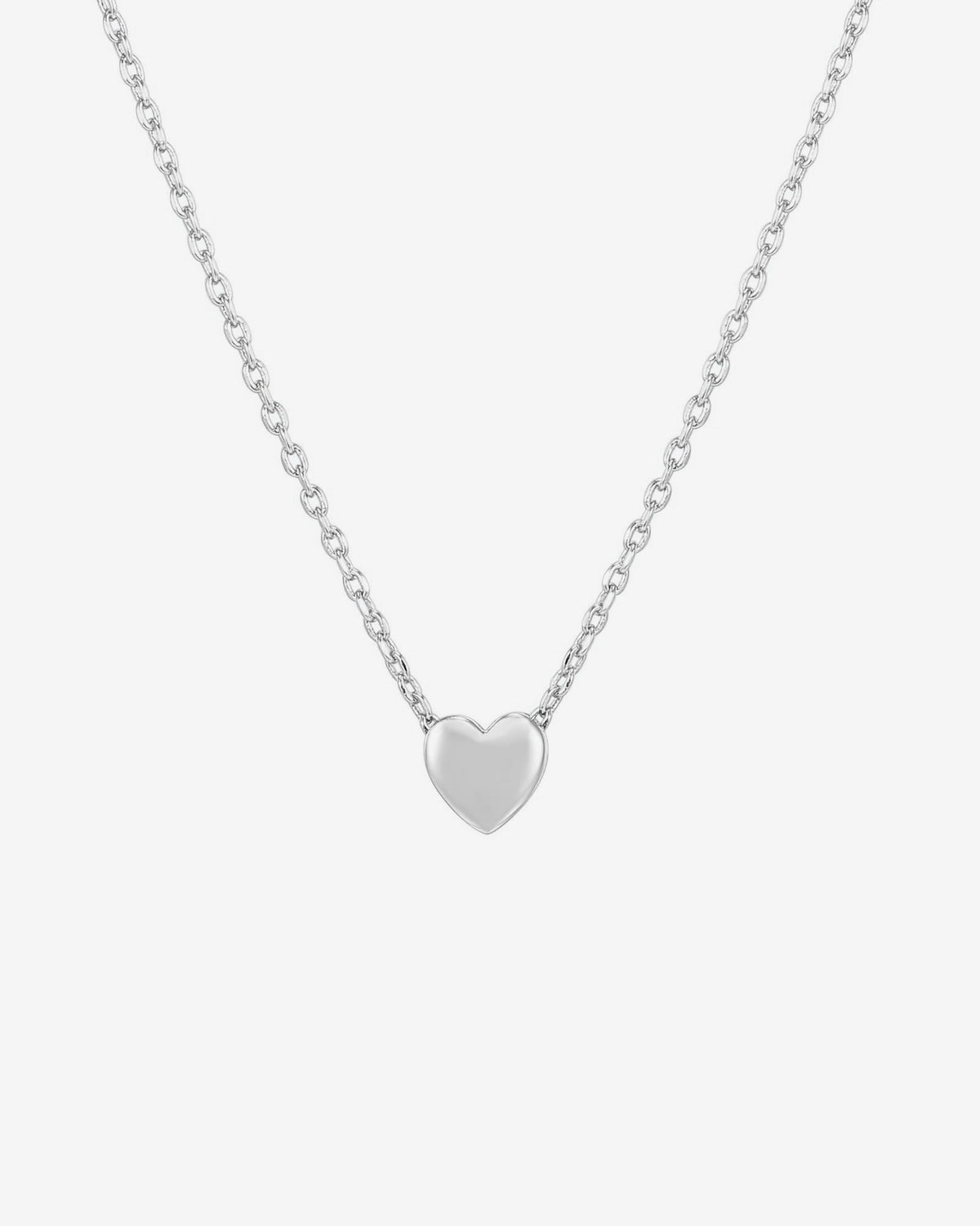 Front view of a silver-tone heart pendant necklace on a white background (PAVOI reference image; supplier appearance awaits verification)